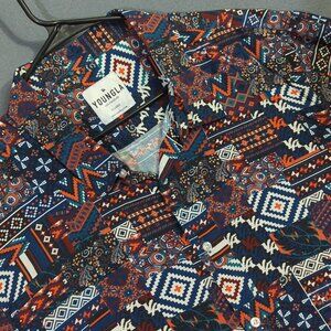 YoungLA Shirt Men's XL Short Sleeve Button Down Tribal All Over Print Viscose